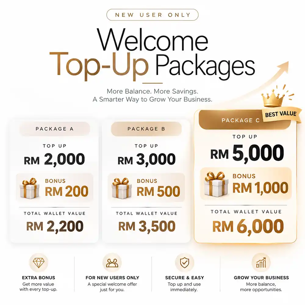 New User Welcome Wallet Top-Up Packages New User Welcome Wallet Top-Up Packages Malaysia – Sunshine Wallet Bonus Promotion