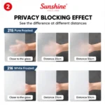 Sunshine Pure Frosted 215 vs White Frosted 216 privacy blocking effect comparison at close distance, 20cm and 50cm