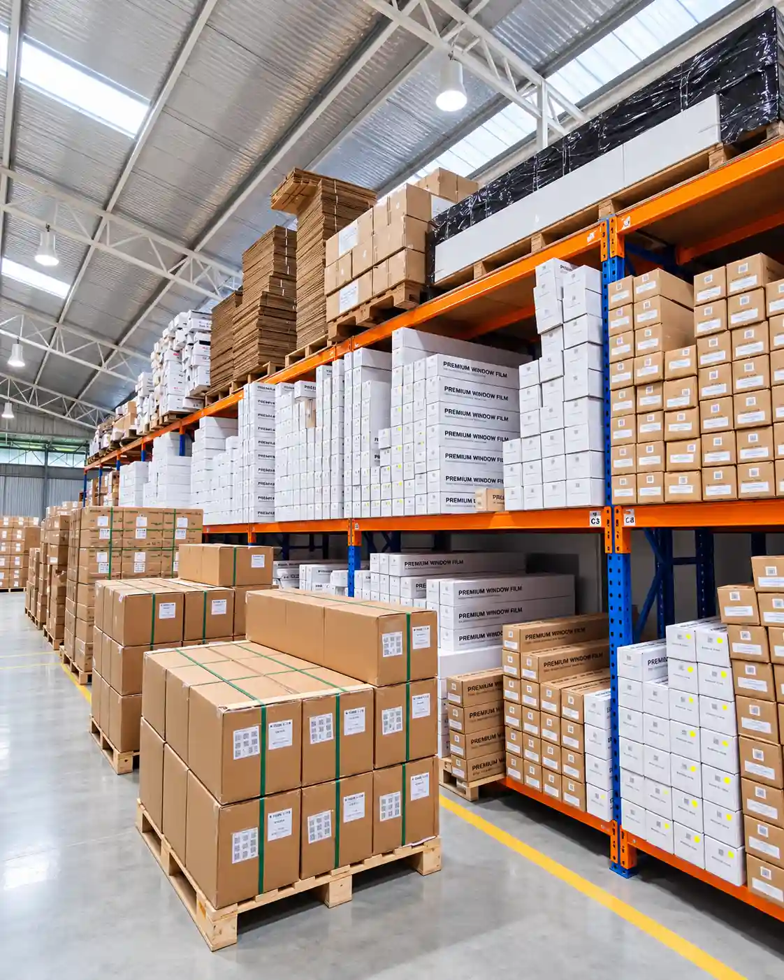 Window film wholesale stock warehouse and inventory shelves in Malaysia